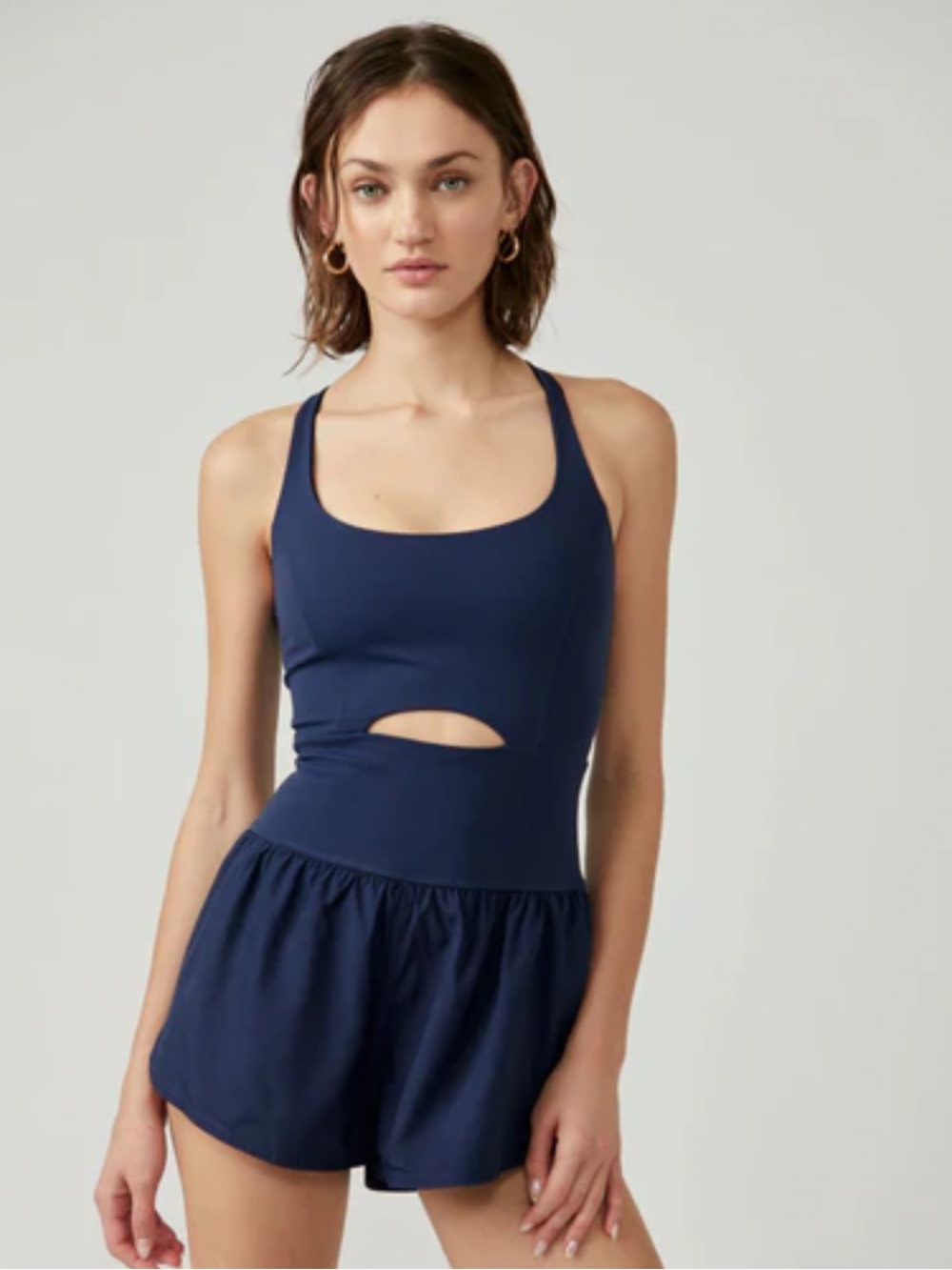 Free People FP Movement Navy Righteous Runsie One-Piece Romper Women's Size M
